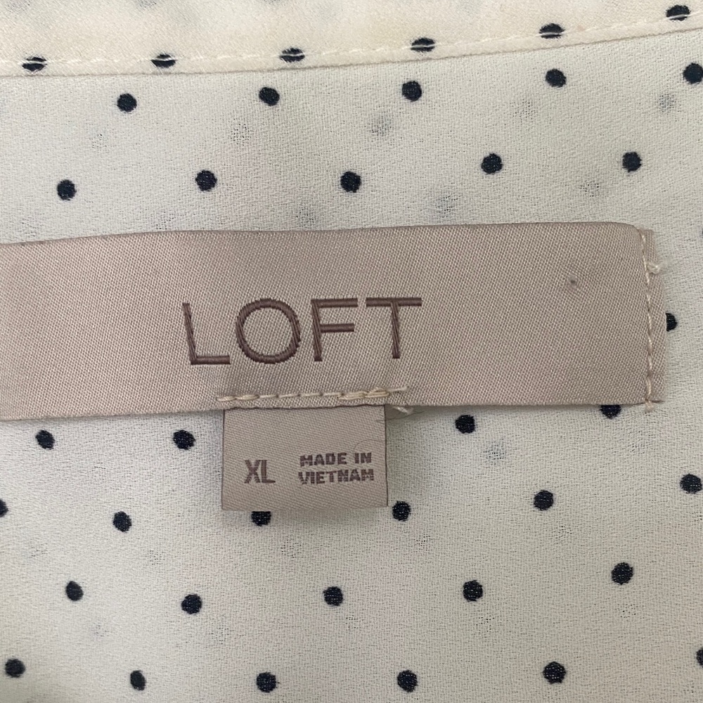 LOFT White Polka Dot Blouse - Picture 2 of 3